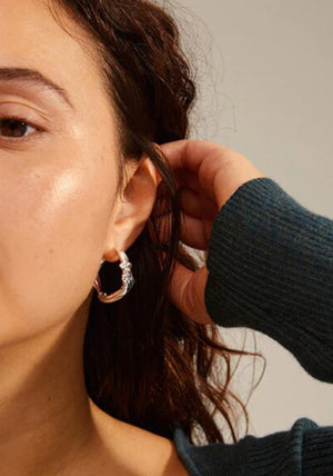 Pilgrim Anne Large Irregular Hoops, Silver