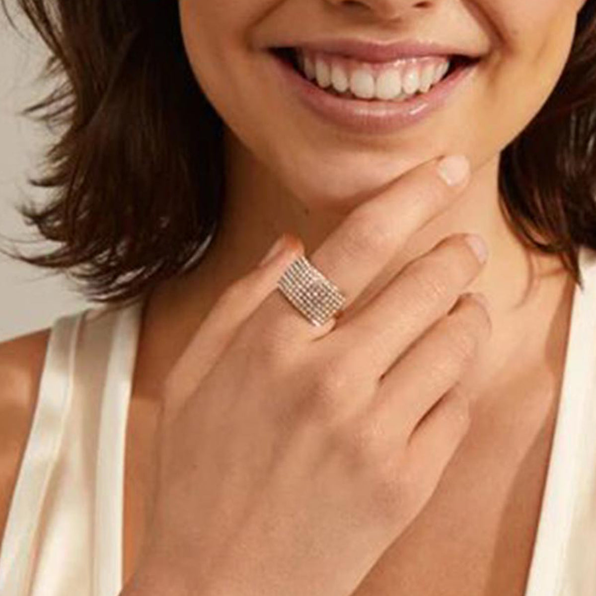 Pilgrim Aspen Crystal Adjustable Ring, Gold - McElhinneys