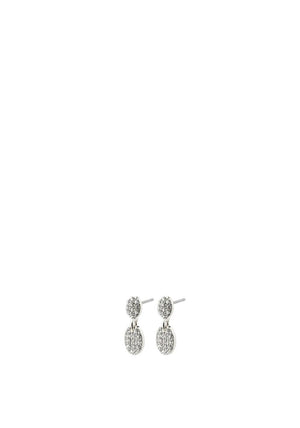 Pilgrim Beat Crystal Oval Coin Earrings, Silver