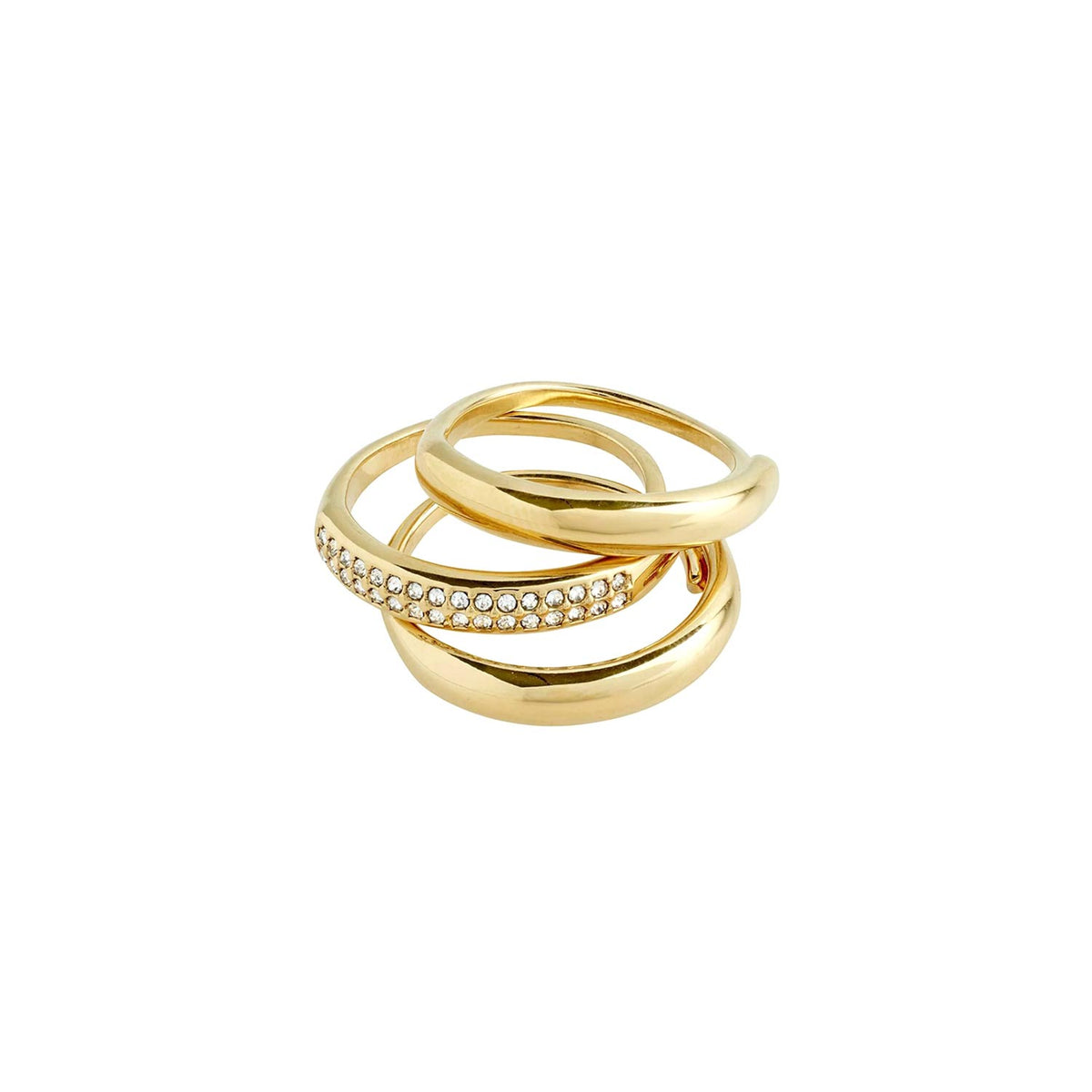 Pilgrim Bloom Set of 3 Adjustable Stacking Rings, Gold - McElhinneys