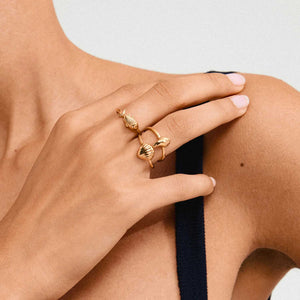 Pilgrim Breeze Set of 3 Adjustable Rings, Gold