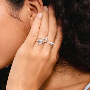 Pilgrim Breeze Set of 3 Adjustable Rings, Silver
