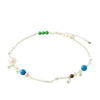 Pilgrim Care Crystal & Freshwater Pearl Ankle Bracelet, Silver & Blue Multi