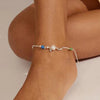 Pilgrim Care Crystal & Freshwater Pearl Ankle Bracelet, Silver & Blue Multi