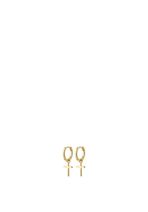 Pilgrim Daisy Cross Hoop Earrings, Gold