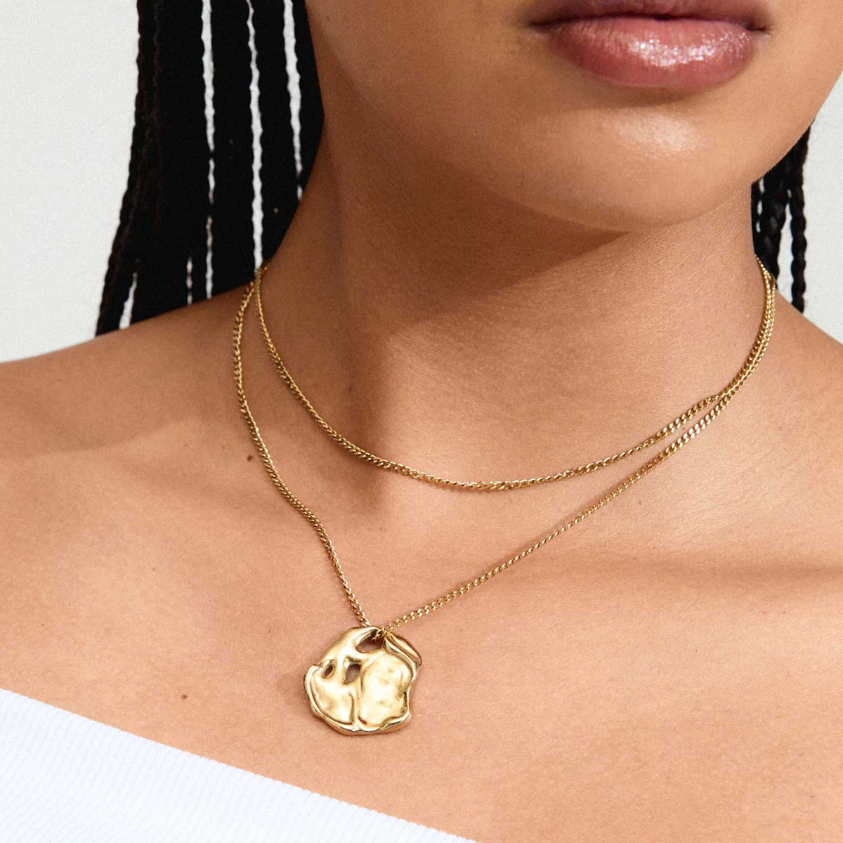Pilgrim Dawn Double Layer Necklace, Gold