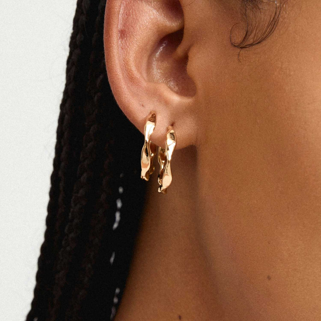 Pilgrim Dawn Twisted Hoop Earrings, Gold McElhinneys