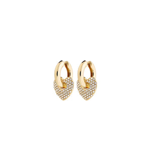 Pilgrim Dune Crystal Heart Earrings, Gold