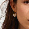 Pilgrim Dune Crystal Heart Earrings, Gold