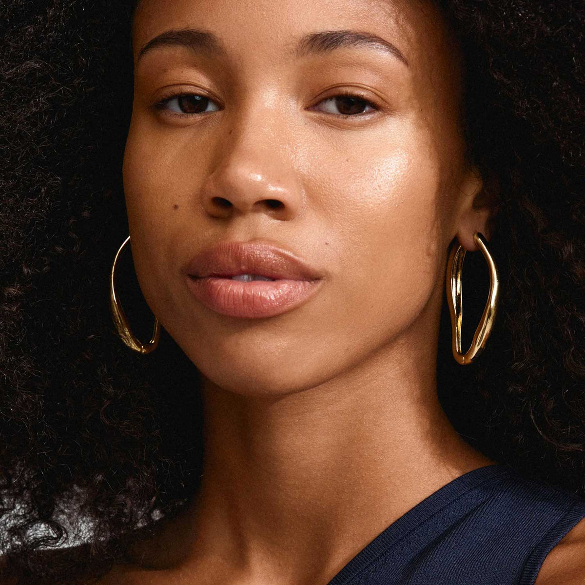 Pilgrim Dune Oval Hoop Earrings, Gold