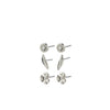 Pilgrim Echo Set of 3 Stud Earrings, Silver