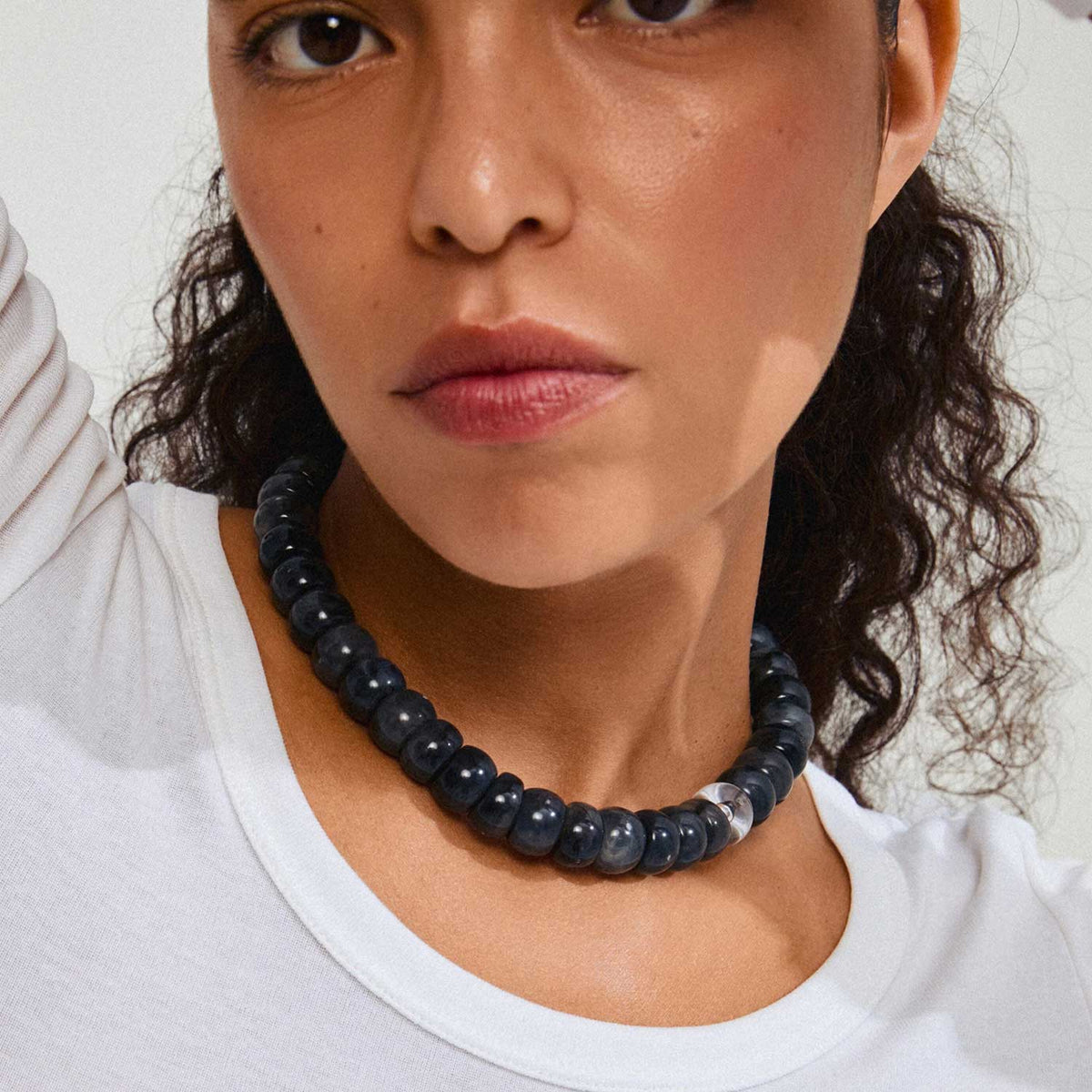 Pilgrim Eclipse Chunky Beaded Necklace, Charcoal & Gold