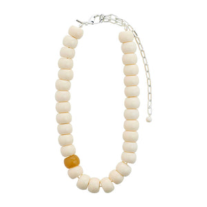 Pilgrim Eclipse Chunky Beaded Necklace, Ivory & Silver