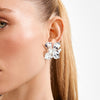 Pilgrim Halen Floral Statement Earrings, Silver