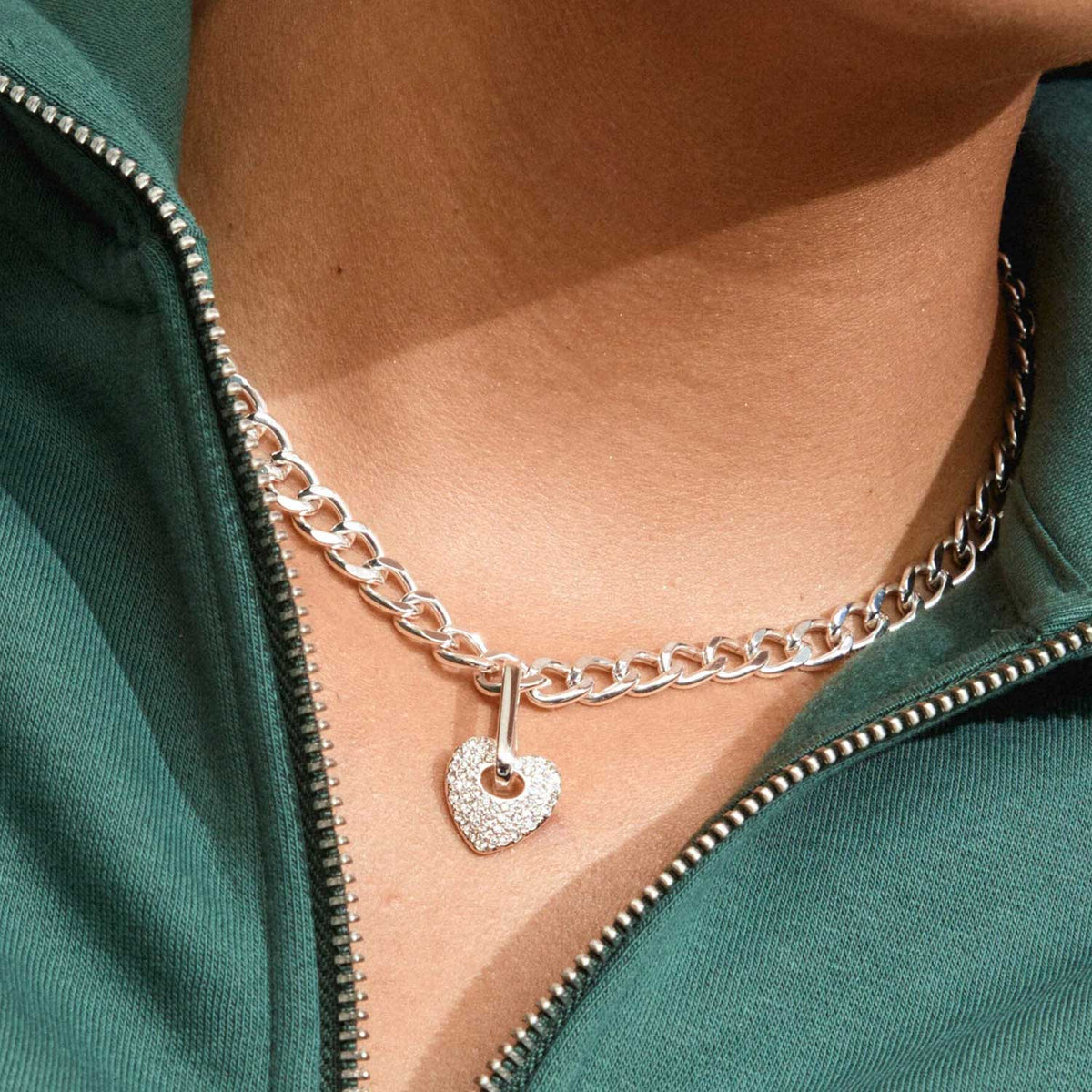 Pilgrim Heart Pendant Charm, Silver