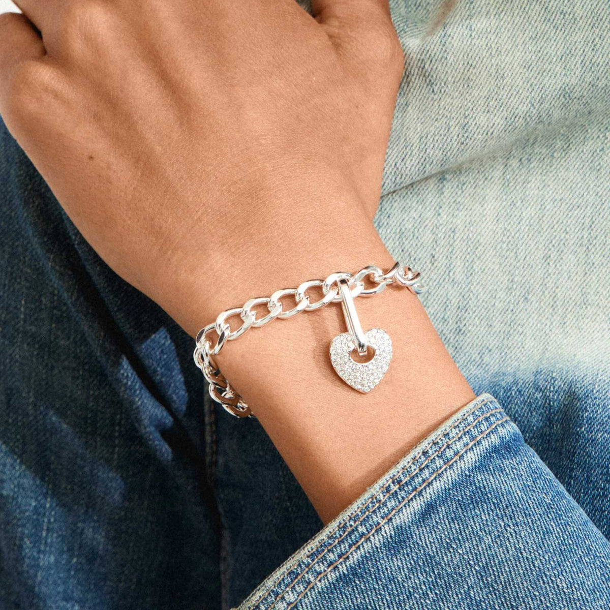 Pilgrim Heart Pendant Charm, Silver