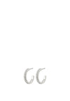 Pilgrim Heat Crystal Semi-Hoop Earrings, Silver