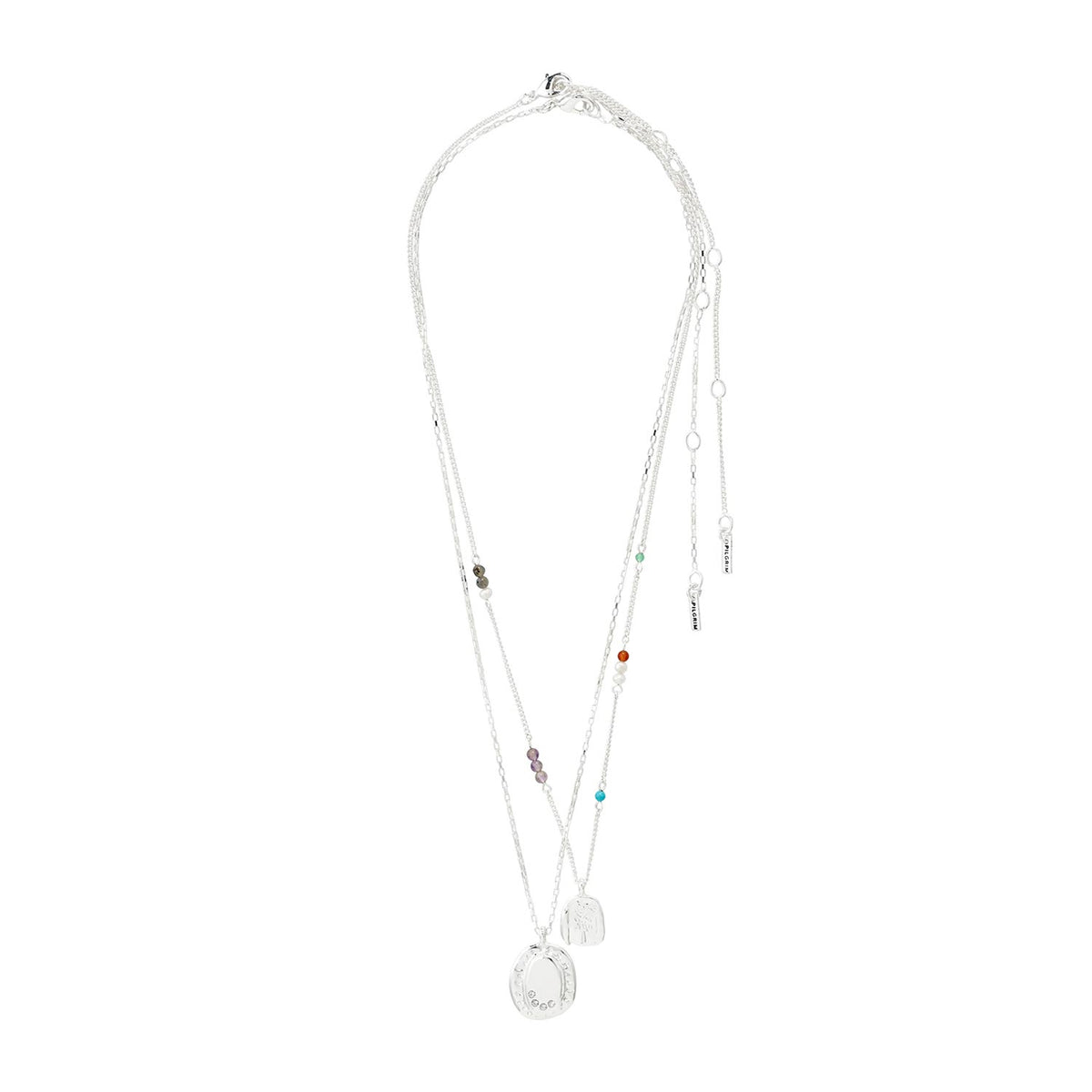 Pilgrim Here Set of 2 Necklaces, Silver