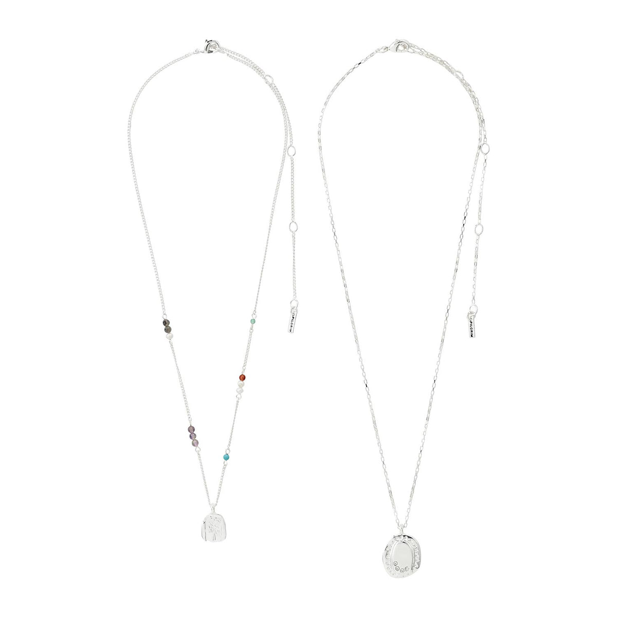 Pilgrim Here Set of 2 Necklaces, Silver