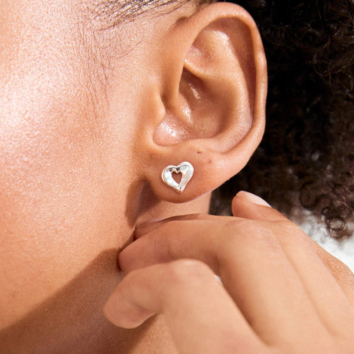 Pilgrim Iris Heart Stud Earrings, Silver