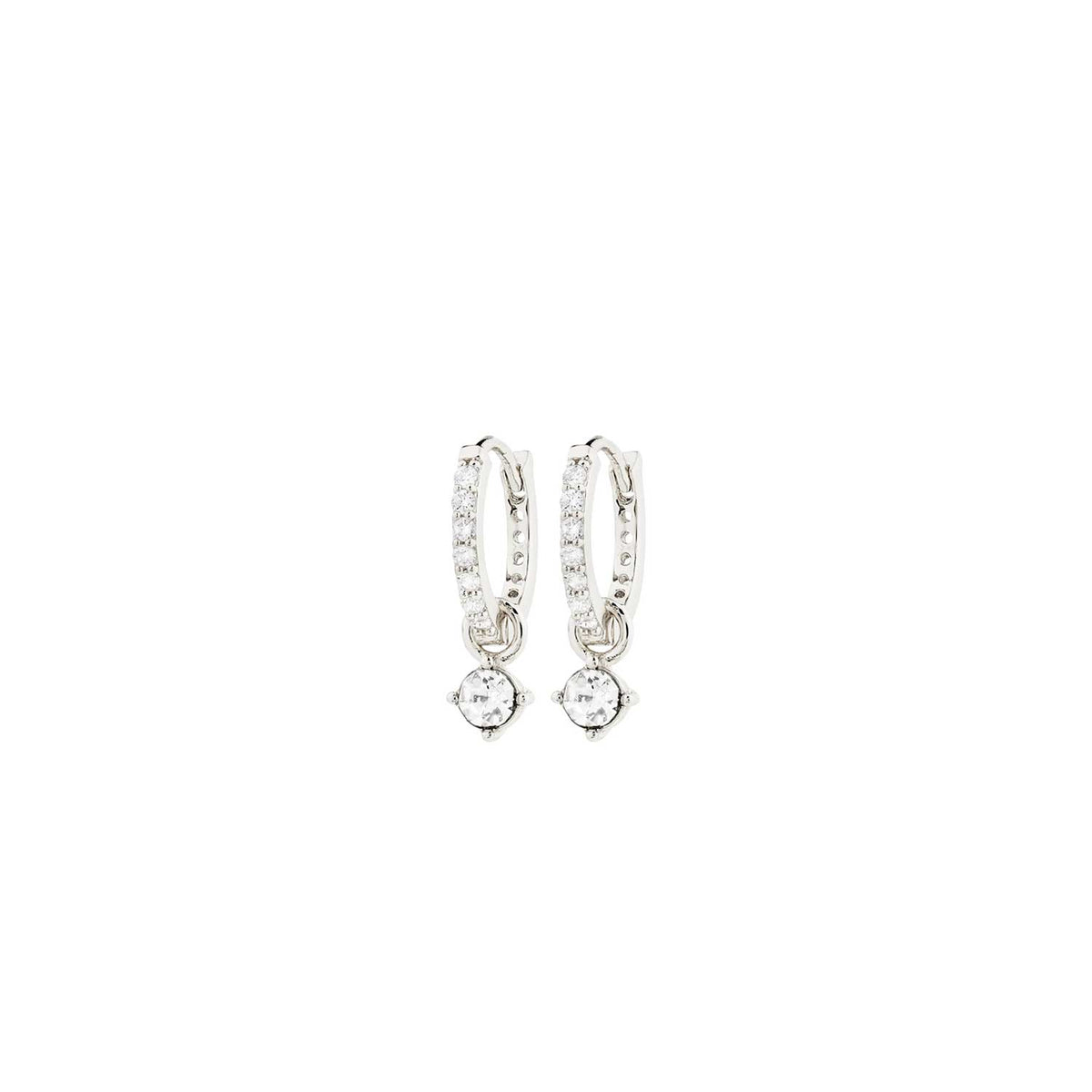 Pilgrim Joa Crystal Hoop Earrings, Silver