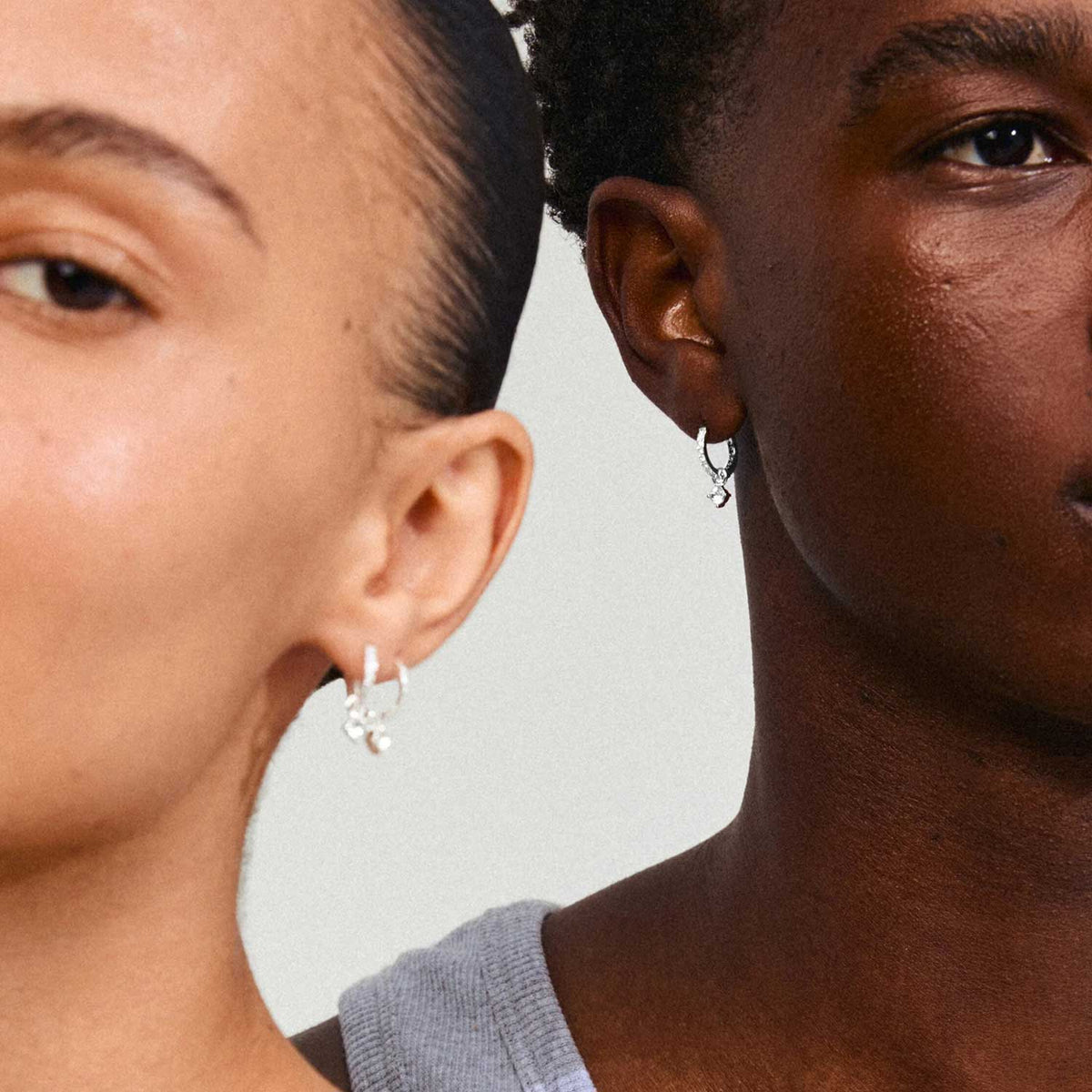Pilgrim Joa Crystal Hoop Earrings, Silver