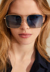 Pilgrim Jonan Oversized Sunglasses, Blue & Gold