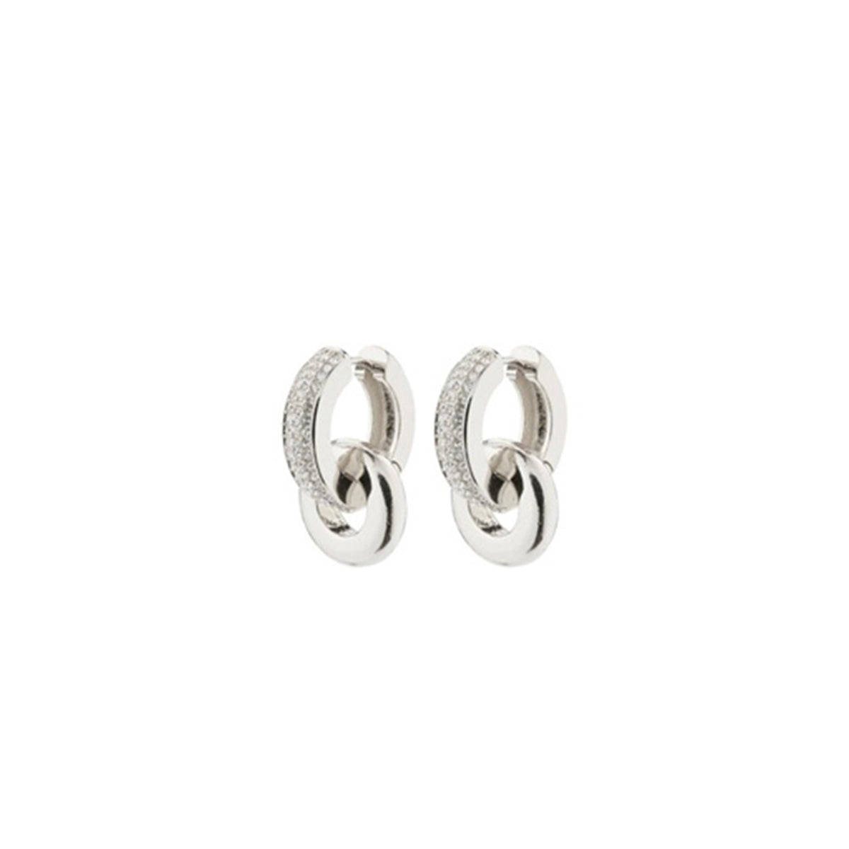 Pilgrim Learn Chunky Interlocking Hoop Earrings, Silver