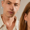 Pilgrim Moon Wave Hoop Earrings, Silver
