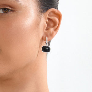 Pilgrim Now Earrings, Silver & Black