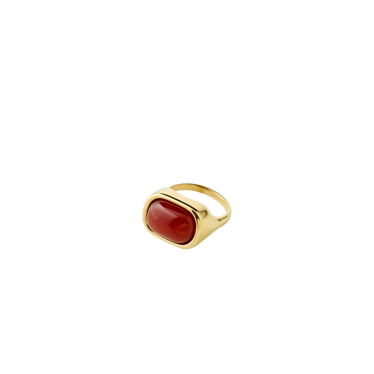 Pilgrim Now Adjustable Signet Ring, Gold & Red