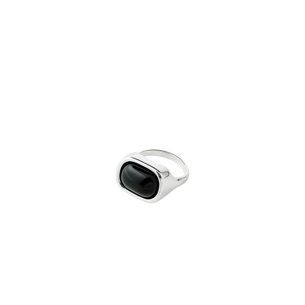 Pilgrim Now Adjustable Signet Ring, Silver & Black
