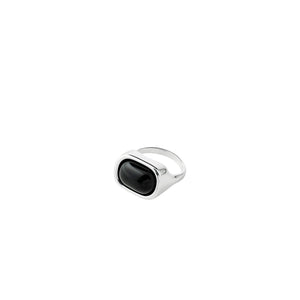 Pilgrim Now Adjustable Signet Ring, Silver & Black