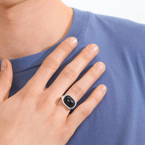 Pilgrim Now Adjustable Signet Ring, Silver & Black