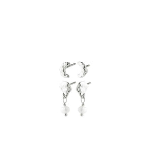 Pilgrim Oryth Set of Two Earrings, Silver