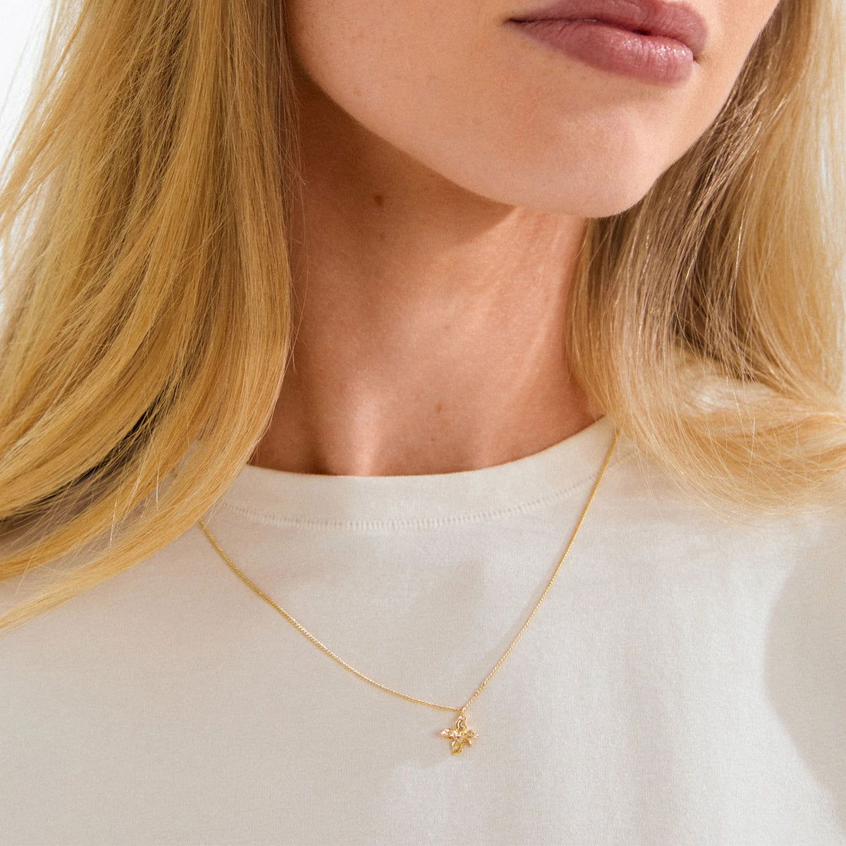Pilgrim Trace Flower Necklace, Gold