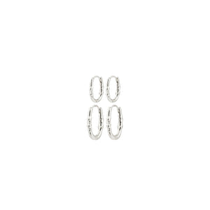 Pilgrim Sense Set of 2 Stacking Earrings, Silver