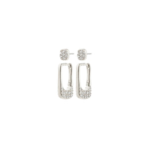 INSTANT earrings 2 in 1 set silver plated