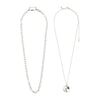 Pilgrim Sparkle Layering Set of 2 Necklaces, Silver