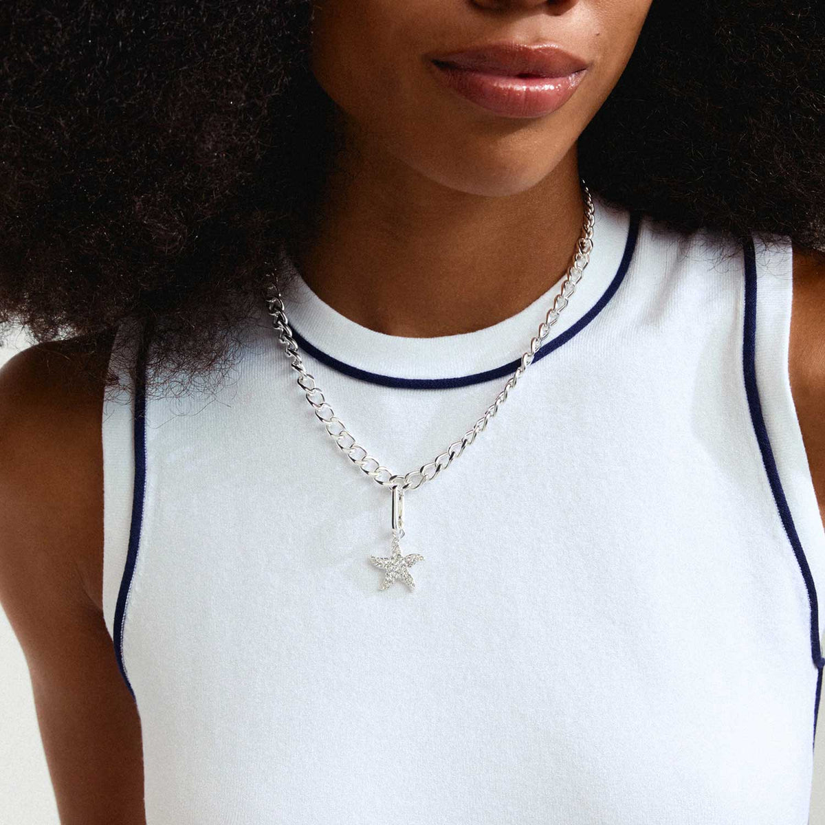 Pilgrim Starfish Pendant Charm, Silver