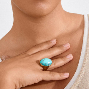 Pilgrim Thalen Turquoise Adjustable Ring, Gold