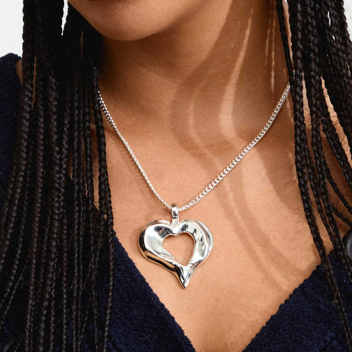 Pilgrim Tide Heart Pendant Necklace, Silver