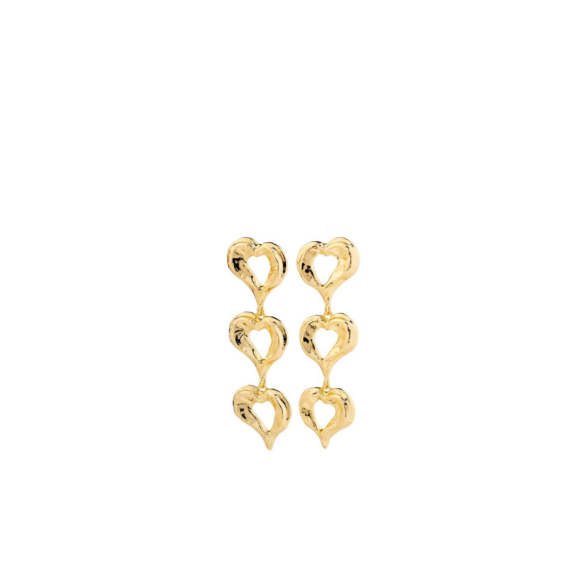 Pilgrim Tide Heart Statement Earrings, Gold