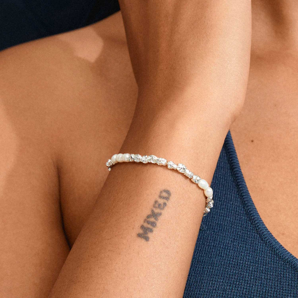 Pilgrim Tide Pearl Bracelet, Silver