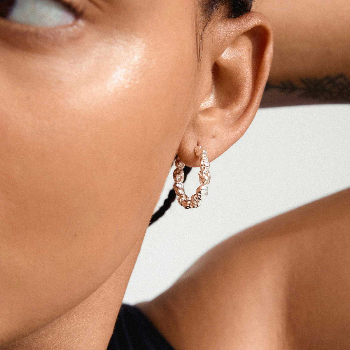 Pilgrim Tide Wave Hoop Earrings, Silver