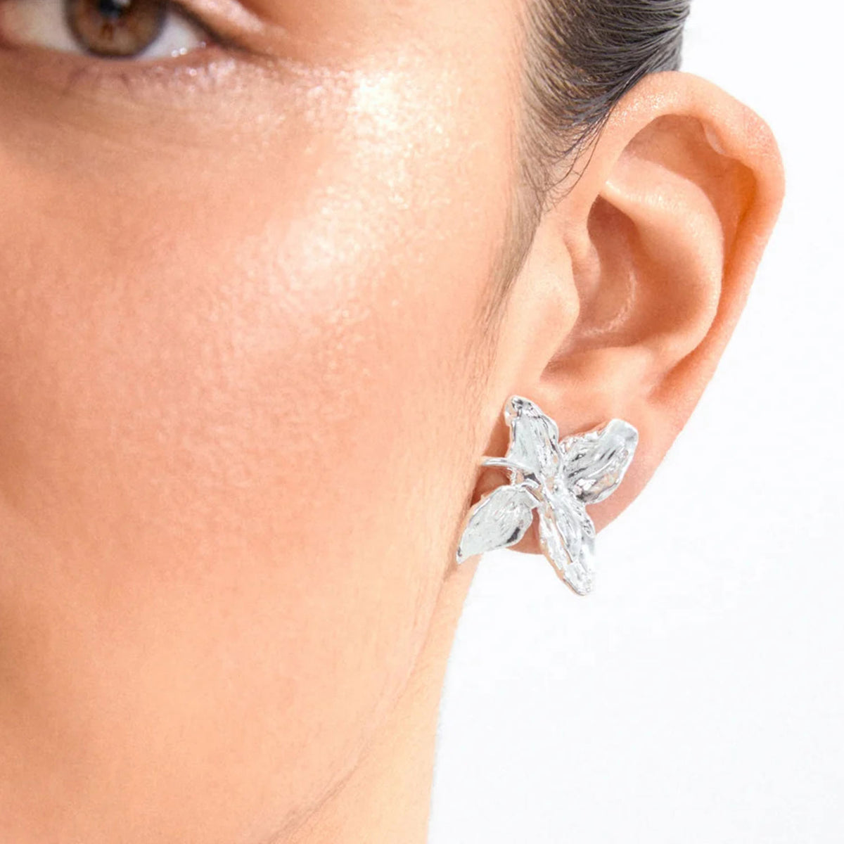 Pilgrim Trace Flower Earrings, Silver