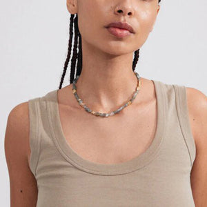 Pilgrim Trust Grey Labradorite Necklace, Gold