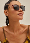 Pilgrim Vanille Wayfarer Sunglasses, Dark Brown