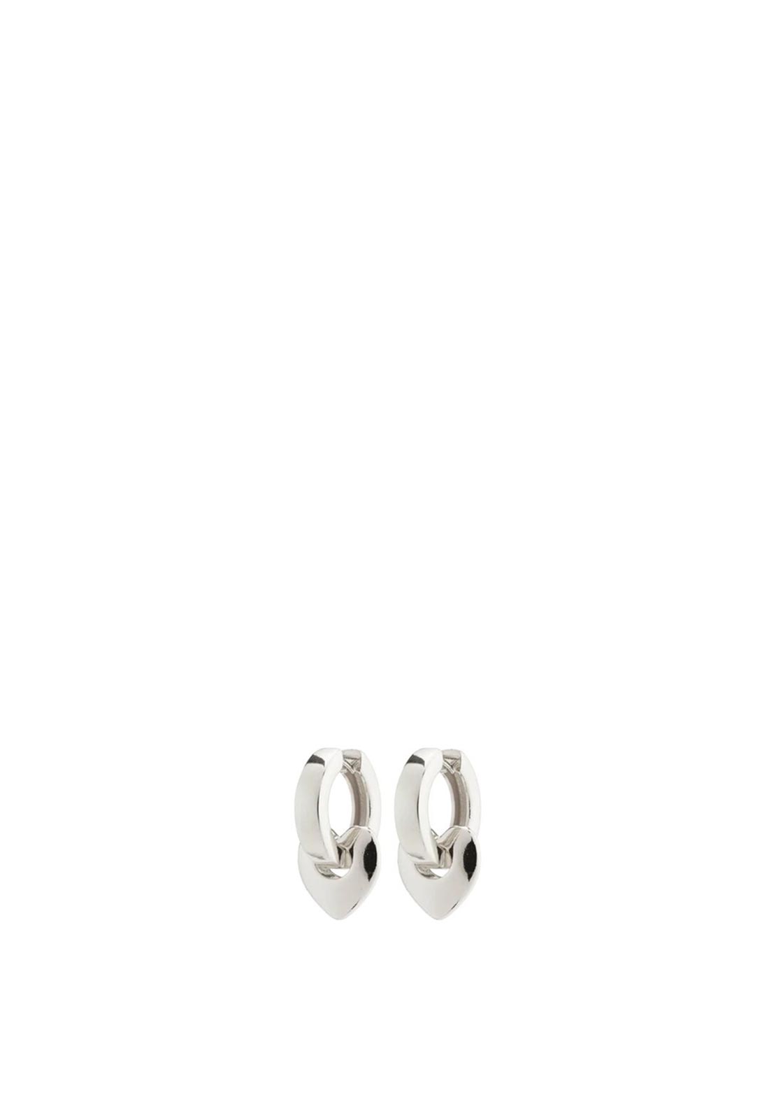 Pilgrim Wave Chunky Heart Hoops, Silver