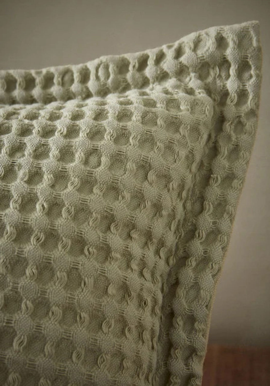 Pineapple Elephant Jaipur Chunky Waffle Cotton 50x30cm Cushion, Sage Green